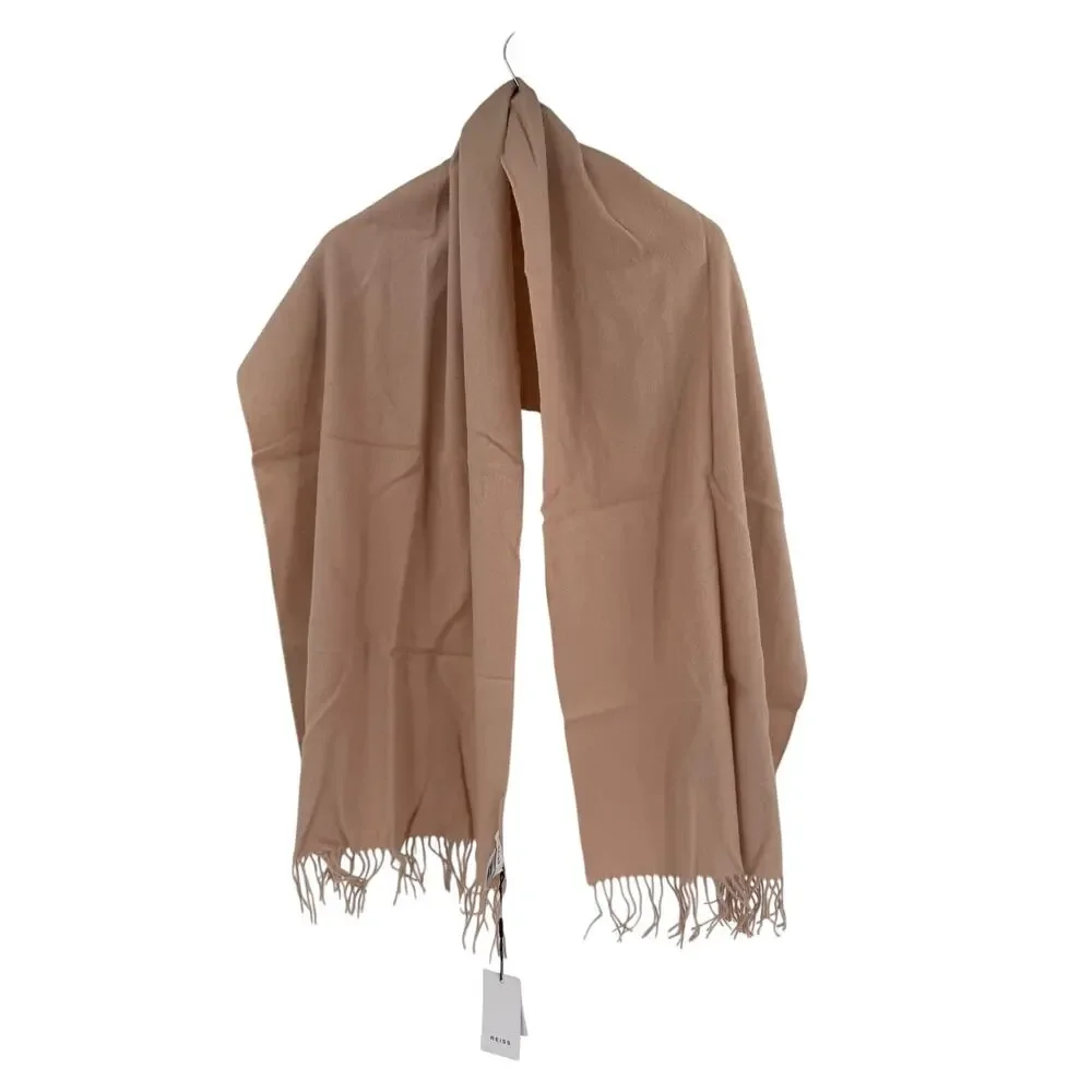 REISS Saskia Lambswool Cashmere Blend Scarf NEW Cream Tan $145